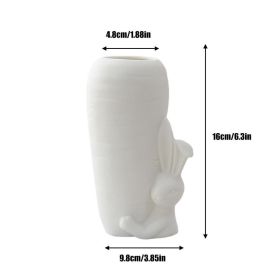 Modern White Ceramic Vases Cat Bunny Giraffe Simple Designed Pottery Porcelain Vases For Artificial Flowers Decorative Figurines (Color: rabbit)