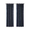 Knitted Jacquard Damask Total Blackout Grommet Top Curtain Panel